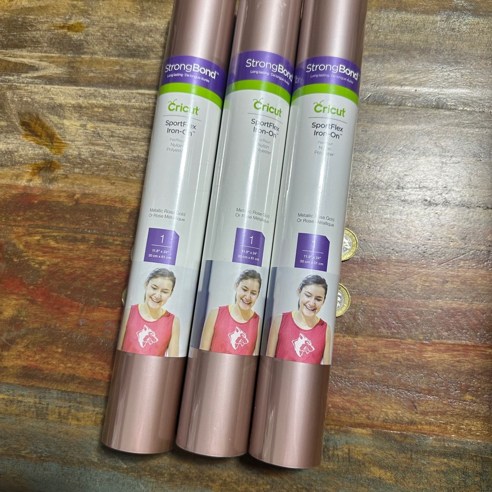 3 Pack Cricut SportFlex Iron-On Metallic Rose Gold Vinyl 11.8x24 StrongBond